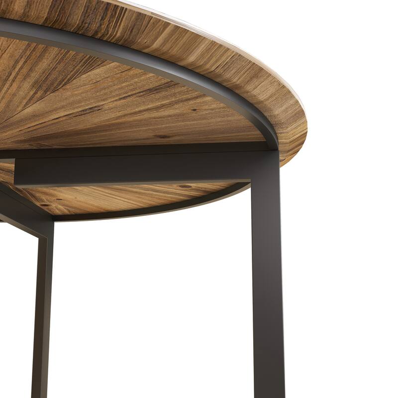 31.5 "Round Coffee Table,Stand Wooden Double Layer Coffee Table with Open Storage Space and